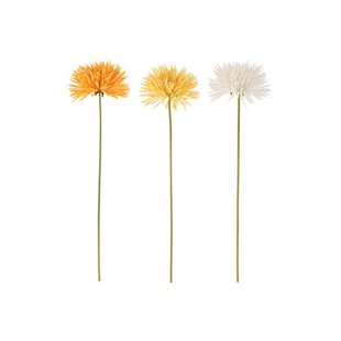 J-Line bloem Chrysant - kunststof - wit|geel|oranje - 3 stuks