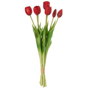J-Line boeket Tulpen 7 stuks - kunststof - rood - large