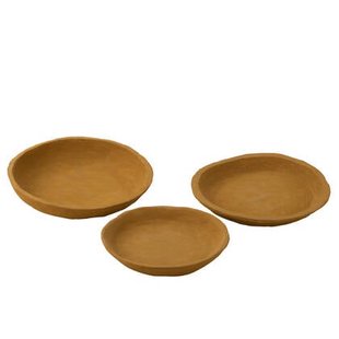 J-Line schaal - papier maché - geel - 3 stuks