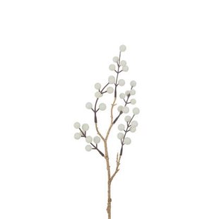 J-Line decoratie Tak Bessen - kunststof - creme|goud - 24 stuks