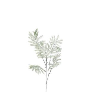 J-Line decoratie Tak Mimosa - kunststof - groen - 12 stuks