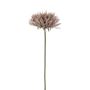 J-Line kunstbloem Chrysant - kunststof - grijs|roze - 12 stuks