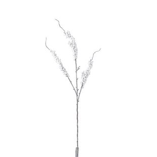 J-Line decoratie tak Besjes - kunststof - wit - 12 stuks