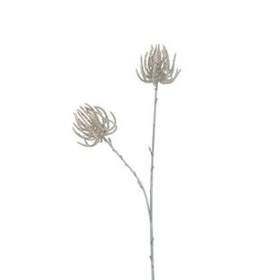 J-Line decoratie tak 2 Bloemen - kunststof - lichtgroen - 12 stuks