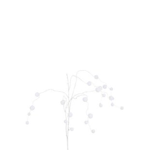 J-Line decoratie tak Hangend + Pompons - kunststof - wit - 12 stuks