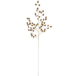 J-Line decoratie tak Steentjes Strass - kunststof - amber - 12 stuks