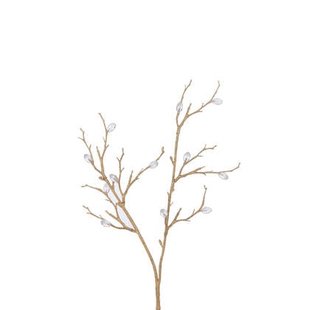 J-Line decoratie Tak Stenen - kunststof - goud|transparant - 24 stuks