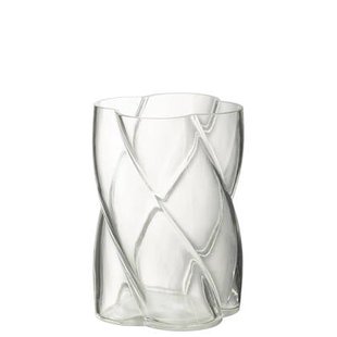 J-Line vaas Swirly - glas - transparant - small - Ø 13.5 cm