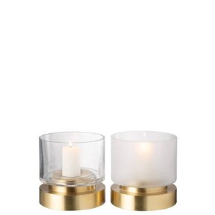 J-Line windlicht|vaas Pia - glas|koper - transparant|goud -