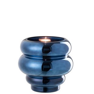 J-Line theelichthouder|vaas Cléa - glas - blauw - Ø 20 cm