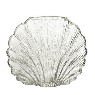 J-Line vaas Schelp - glas - transparant - small - 17 cm hoog