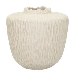 Crèmekleurige magnesium vaas, ø 35x32,5 cm