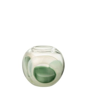 J-Line vaas Livy - glas - groen|wit|transparant - medium - Ø