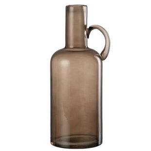 J-Line vaas Cilinder 1 handvat - glas - grijs - 32 cm hoog