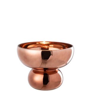 J-Line windlicht Op Voet Afgerond - glas - bruin - Ø 23 cm