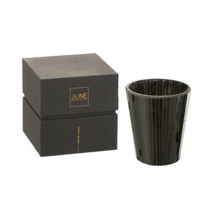 J-Line geurkaars Noa - Spicy Twilight - glas - zwart - larg