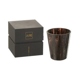 J-Line geurkaars Noa - Woody Aurora - glas - bruin - large -