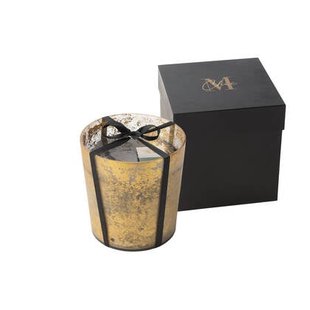 J-Line geurkaars M-Chic - Oud & Amber - glas - goud|zwart -