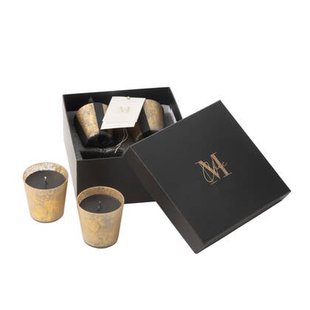 J-Line geurkaars M-Chic - glas - goud|zwart - 20U - doos van