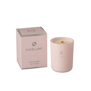 J-Line geurkaars Excellent - Rose Champagne - glas - roze -