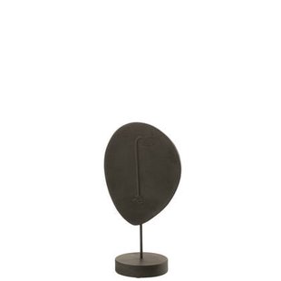 J-Line decoratie Hoofd Plat Op Voet - polyresin - zwart - sm