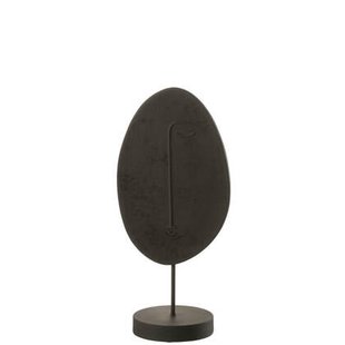 J-Line decoratie Hoofd Plat Op Voet - polyresin - zwart - la