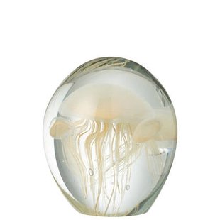 J-Line presse-papier Calypso - glas - transparant|beige - large