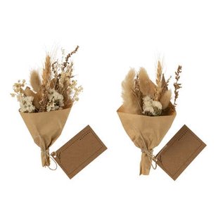 J-Line bundel Gedroogde Bloemen In Papier Wrap - jute - natu