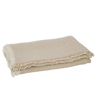 J-Line plaid Franjes Mousseline - katoen - donkerbeige - 130