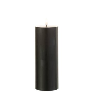 J-Line cilinderkaars - zwart - large - LED lichtjes