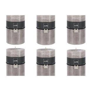 J-Line cilinderkaars Topo - grijs - extra large - 95U - 6 stuks