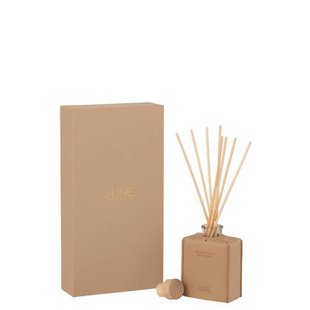 J-Line geurolie + stokjes - Ochre Woods -leder - bruin - 100ml