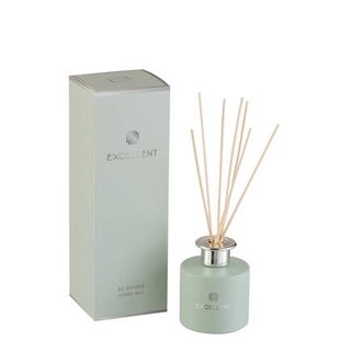 J-Line geurolie + stokjes Excellent - Bergamot Wood - glas - muntgroen