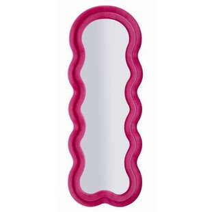 Wandspiegel met fuchsia fluwelen lijst, 60x4x160 cm