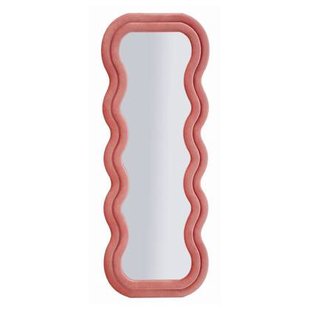 Wandspiegel met roze fluwelen lijst, 60x6x160 cm