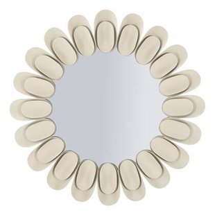 Crèmekleurige metalen wandspiegel, ø 85x6 cm