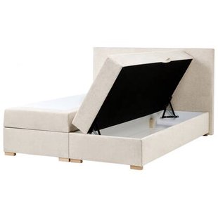 Beliani - MAJOR - Boxspring - Lichtbeige - 160 x 200 cm - Stof