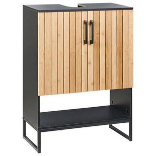 Beliani - MISCANTI - Wastafelkast - Lichtbruin|Zwart - Bamboehout