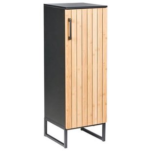 Beliani-MISCANTI-Badkamerkast-Lichtbruin|Zwart-30 x 90 cm-Bamboehout