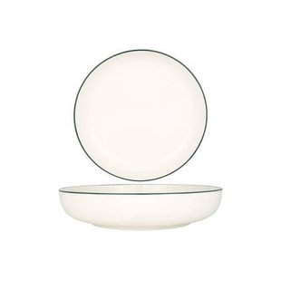 Rinart Diep bord - Green Edge - Porselein - 26 cm (2000cc) - set van 6