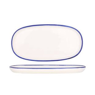 Rinart Serveerschaal - Blue Edge - Porselein - 25x13 cm - set van 2