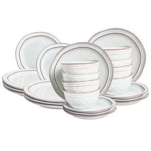 Beliani - CHIVES - Serviesset 24 delig - Lichtgrijs - Steengoed