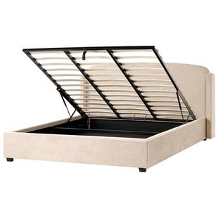 Beliani-BERNAY-Bed met opbergruimte -Taupe-180 x 200 cm-Polyester