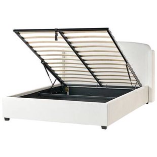 Beliani-BERNAY-Bed opbergruimte -Gebroken wit-160 x 200 cm-Polyester