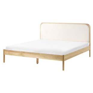 Beliani-DOSCHES-Tweepersoonsbed-Lichtbruin-160 x 200 cm-Grenenhout