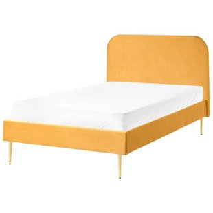 Beliani - FLAYAT - Eenpersoonsbed - Geel - 120 x 200 cm - Fluweel