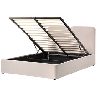 Beliani-ARBOIS-Bed met opbergruimte-Beige-160 x 200 cm-Polyester