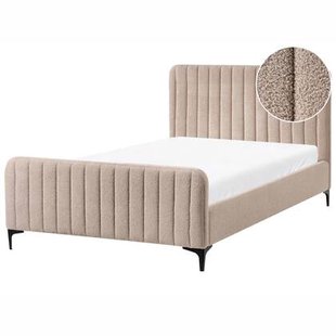 Beliani - LUNAN - Tweepersoonsbed - Beige - 120 x 200 cm - Bouclé