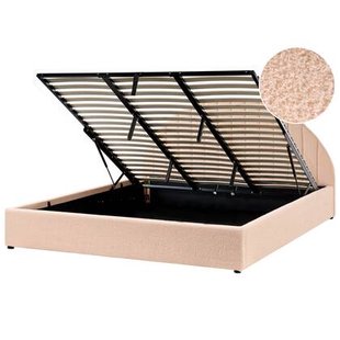 Beliani-CHADENET-Bed met opbergruimte-Perzikroze-180 x 200 cm-Bouclé