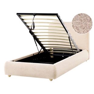 Beliani-BLAGNAC-Bed met opbergruimte-Lichtbeige-90 x 200 cm-Bouclé